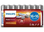 Philips Power Alkaline Batterie LR03P32FV/10, Batterie Usa E Getta, Aaa, Alcaline, 1,5 V, 32 Pezzi, 3 Anni