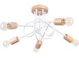 Lampadario Ember 5 Bianco 5Xe27 15W Acciaio/Legno 26X61X15Cm Sollux Lighting