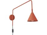 Lampada A Parete Nox Rosso Ocra 1Xe14 10W Acciaio 30X61X14Cm Sollux Lighting