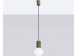 Lampada A Sospensione Halo 1 Verde Oliva 1Xg9 8W Alluminio/Vetro 120X12X12Cm Sollux Lighting