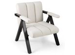 Costway Poltrona Da Salotto, Poltrona Imbottita Con Braccioli E Struttura In Metallo, Poltrona Da Divano Moderna, Poltrona Relax, Beige