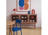 Credenza Moderna A 3 Ante Da 120 Cm In Metallo E Vetro Marrone - Oviala Groovy