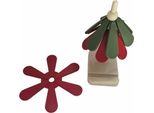 Inf Sottopentola Pieghevole In Silicone Serie Natalizia - 2 Pezzi, Resistente Al Calore Rosso+Verde