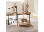 Tavolino 'Latama' Con Ripiano Piano In Vetro Bronzo Tavolo Da Soggiorno Ø51X45 Cm Rotondo Naturale/Nero