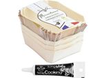 4 Stampi Rettangolari In Legno Per Torte + Pennarello Nero Per Glassa