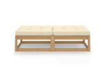 Vidaxl Poggiapiedi Da Giardino Con Cuscino 2 Pz. Legno Di Pino Massiccio