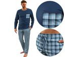 Sesto Senso Pigiama Uomo 100% Cotone Maniche Lunghe + Pantaloni Pigiama Notte - Jeans 06 - L