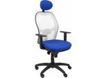 Sedia Jorquera In Rete Bianca Con Sedile Blu Bali E Poggiatesta Fisso