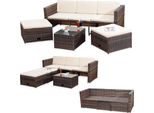 Mobili Da Giardino 6 Pezzi. Marrone Set Di Sedute Divano Lounge Set Da Pranzo In Polyrattan Cuscini
