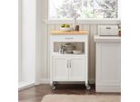 Sobuy Carrello Da Cucina Con Piano Di Lavoro Carrello Di Servizio Con Rotelle Carrello Da Tavolo Laterale Carrello Da Cucina Scaffale Da Cucina Per Cucina Camera Da Letto Esterna FKW22-WN