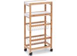 Zeller Scaffale Da Bagno 2 Ripiani, 2 Cestini, Bambù, Bianco 40X22X83Cm