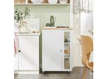 Sobuy Carrello Da Cucina Con Rotelle Carrello Per Servire Carrello Laterale Carrello Con 3 Ripiani Carrello Da Cucina Stretto Per Soggiorno, Sala Da Pranzo Bianco-Naturale FKW75-WN