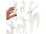Renna Floccata Decorativa In Velluto Bianco Figura Decorazione Natalizia Renna