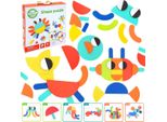 Woopie Green Puzzle Montessoriano In Legno 40 Modelli Di Ricostruzione 55 Pezzi