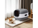 Wisfor Lettiera, Toilette Per Gatti, Toilette Chiusa A Doppia Porta Fino A 15 Kg, Lettiera Per Gatti Con Paletta E Coperta, Grigio