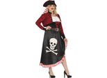 Pirata Avventuriera Costume Di Carnevale Bucaniere Pirata Tesoro Coraggioso Esploratore Rapinatore Eleganza Jolly Roger, Taglia: 44 - 46 (Xl) Colore: Grigio