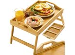 Ruhhy Tavolo Per Laptop In Bambù Per La Colazione 48,5 X 28,5 Cm - Vassoio Pieghevole Per Letto E Divano - Tavolo Pieghevole Xl, Perfetto Per Laptop, Mangiare, Leggere 25052