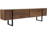 Dmora Mobile Porta Tv Tarquin 29.5X180X50H Cm Marrone Noce, Apertura A Ribalta 2 Vani