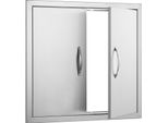 Succebuy Porta Di Accesso Al Barbecue, 660 X 609 Mm, Doppia Porta Per Cucina Da Esterno, Porta Da Incasso In Acciaio Inox, Porta Verticale A Parete Con Maniglie, Per Isola Barbecue, Postazione Barbecue, Armadietti Da Esterno