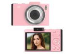 Fotocamera Digitale Aiorber 4K, 48MP, Zoom 16X, Fotocamera Per Selfie E Vlog, Display Lcd, Flash Integrato, Trasferimento Foto Otc, Compatta, Rosa