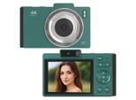 Fotocamera Digitale Aiorber 4K, 48MP, Zoom 16X, Fotocamera Per Selfie E Vlog, Display Lcd, Flash Integrato, Trasferimento Foto Otc, Compatta, Verde