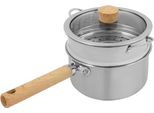 Vaporetto - Casseruola Con Inserto Per Cottura A Vapore - 18 Cm - 2,1 L - Acciaio Inox - Coperchio In Vetro - Nero