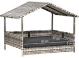 Cassa Per Cani, Rattan Resistente Alle Intemperie, Design Confortevole, Grigio