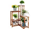 Supporto Per Piante, Design A 6 Livelli, Struttura In Legno Resistente, Marrone