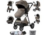 Passeggino Per Bambini, Modalità 3 In 1, Design Leggero, Marrone Moka
