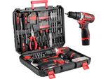Set Di Utensili - Valigetta Da 138 Pezzi Con Trapano Avvitatore A Batteria Da 12 V - Cricchetto - Utensili In Metallo - In Valigetta - 38×29×8.5 Cm - Rosso