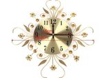 Orologio Da Parete - Analogico - 34,6 Cm - Silenzioso Senza Ticchettio - Alimentato A Batteria (Batteria Non Inclusa) - Con Numeri - Oro