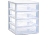 Set Di Cassetti, Design Modulare, Contenitore Versatile, 4 Cassetti Bianco-A, 4 Pa ++ Favorevole