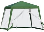 Gazebo Da Giardino - Gazebo/Tenda Per Feste 3X3 M - Resistente Alle Intemperie - Protezione Uv - Zanzariera - Poliestere-Cotone - Verde