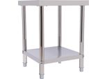 Tavolo Da Lavoro In Acciaio Inox - Tavolo Da Preparazione - Acciaio Inox 201 - 2 Livelli Con Ripiano - Portata 400 Kg - 60×45×80 Cm - Argento