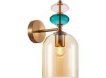 Lampada Da Parete Decorativa In Vetro Ambrato Multicolore Per Soggiorno 1Xe27 40W Busco Italux