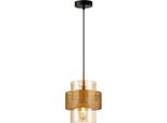 Lampada A Sospensione Decorativa In Vetro Ambrato Per Soggiorno Camera Da Letto 1Xe27 40W Vinoti Italux