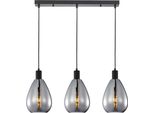 Lampada A Sospensione Moderna In Vetro Fumé Nero Su Striscia Per Soggiorno Sala Da Pranzo 3Xe27 40W Zulo Italux