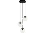 Lampada A Sospensione Decorativa Per Soggiorno Nero Sfere Rotonde In Vetro Trasparente 3Xe27 40W Sarpo Italux