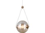 Lampada A Sospensione Moderna Per Cucina Soggiorno Vetro Oro Palla Ambra Colore Caldo Led 6W Rastia Italux