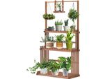 Supporto Per Piante, Design A 3 Livelli, Robusta Struttura In Legno Di Pino, Legno