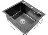 Lavello Da Cucina, Acciaio Inox, Vasca Singola, Nero