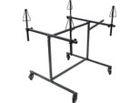 Cavalletto Per Verniciatura A Rotelle - Cavalletto Per Asciugatura E Riparazione - 4 Coni - 4 Ruote Piroettanti - Portata 100 Kg - Altezza Del Cono Regolabile Di 15 Cm - Acciaio Zincato - Nero