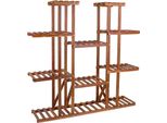 Supporto Per Piante, Design A Più Livelli, Robusta Struttura In Legno, Marrone