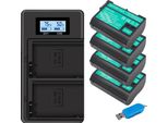 Batteria Della Fotocamera, Capacità 2500Mah, Caricatore Compatibile, 4 Batterie 1 Caricatore