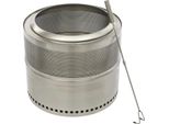 Recipiente Per Fuochi Da Esterno Portatile - Design Rotondo - Acciaio Inox 201 - Bruciatura A Legna - Indipendente - Finitura Lucida - Argento