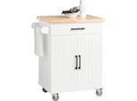 Carrello Da Cucina, Ripiani Regolabili, Design Arrotolabile, Bianco, Bianco