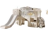 Set Di Giochi Da Arrampicata Per Bambini, Scivolo Interno/Esterno, Canestro Da Basket, Grigio E Bianco