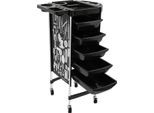 Carrello Da Salone, 5 Cassetti, Alta Capacità Di Carico, Nero