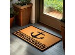 Brubaker Zerbino Ad Ancora Per Interni Ed Esterni - Welcome On Board - Zerbino In Cocco 45 X 75 Cm - Zerbino Antiscivolo