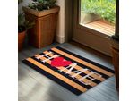 Zerbino Brubaker Per Esterni E Interni - Home With Heart - Tappetino Antisporco 45 X 75 Cm In 100% Cocco - Zerbino A Righe Resistente Alle Intemperie E Antiscivolo